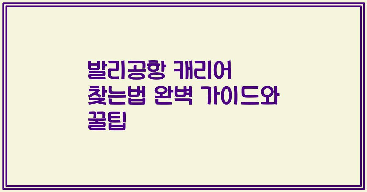 발리공항 캐리어 찾는법 완벽 가이드와 꿀팁