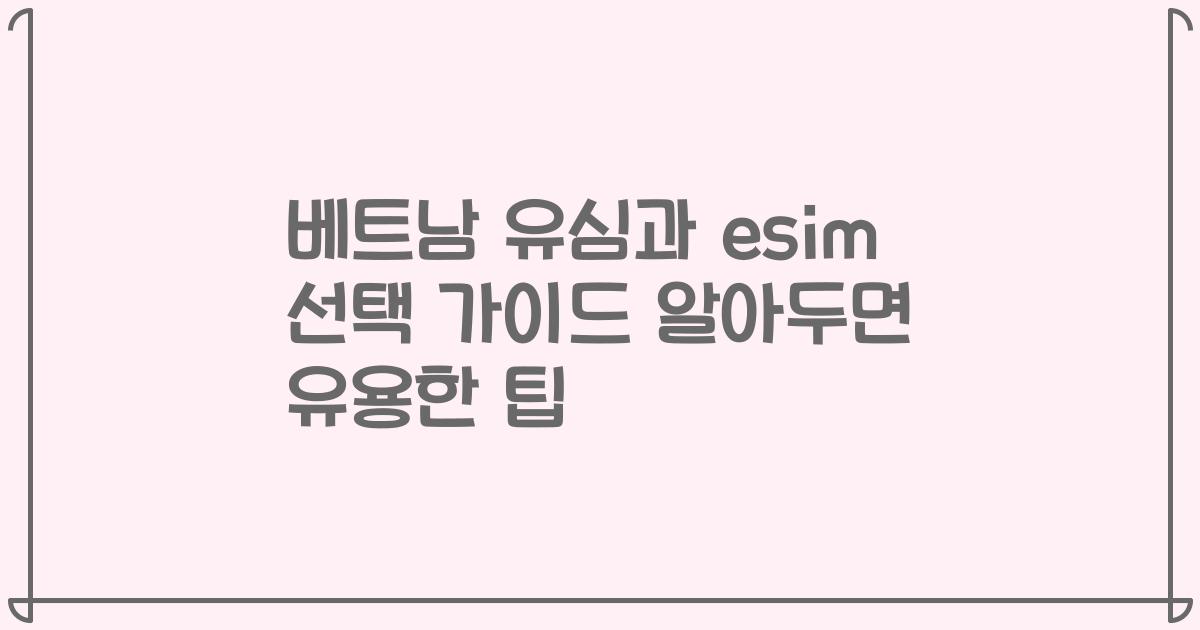베트남 유심과 esim 선택 가이드 알아두면 유용한 팁